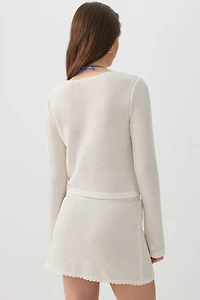 Cardigan noué à l'avant en tricot crochet