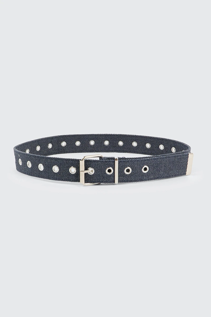Ardene Canvas Eyelet Belt in Dark Blue | Size | Polyester