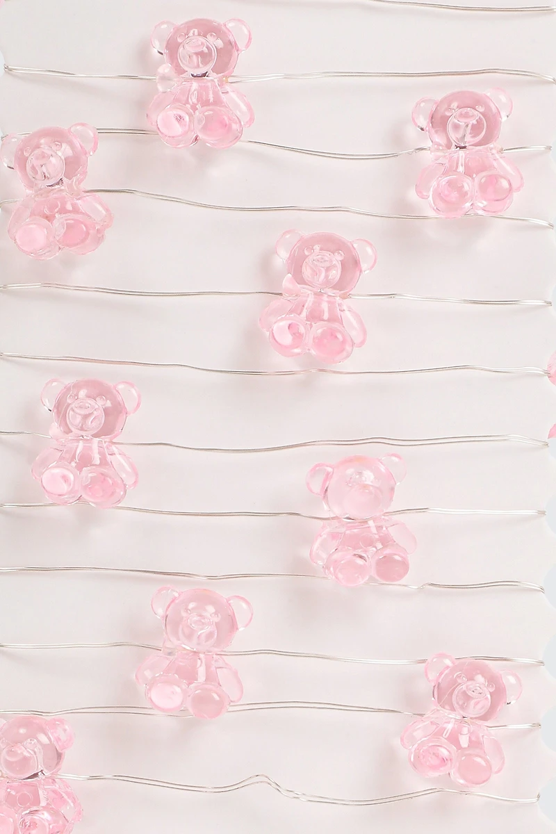 Ardene Teddy Bear LED String Lights in Light Pink