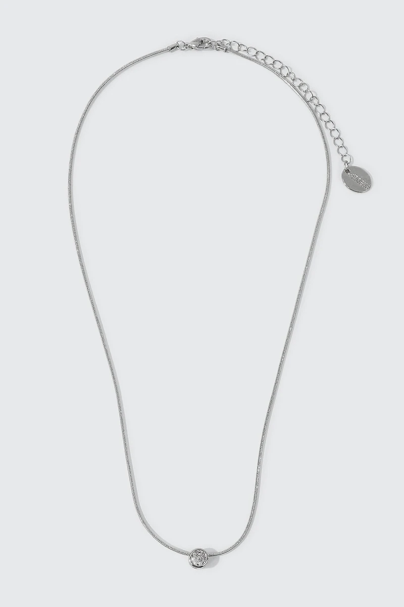 Ardene 14K White Gold Plated Necklace with Pendant in Silver