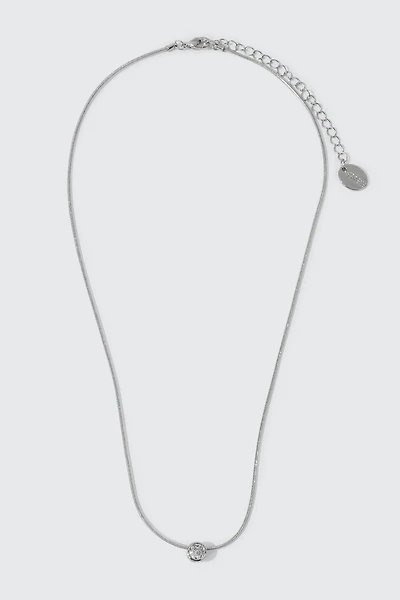 Ardene 14K White Gold Plated Necklace with Pendant in Silver