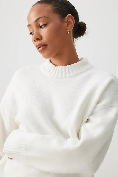 Ardene Long Oversized Sweater in White | Size | Polyester/Spandex