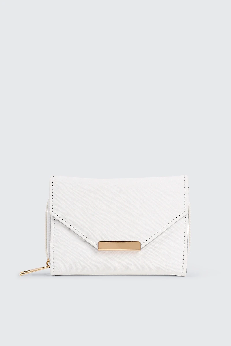 Ardene Small Envelope Wallet in White | 100% Recycled Polyester/Faux Leather | Eco-Conscious