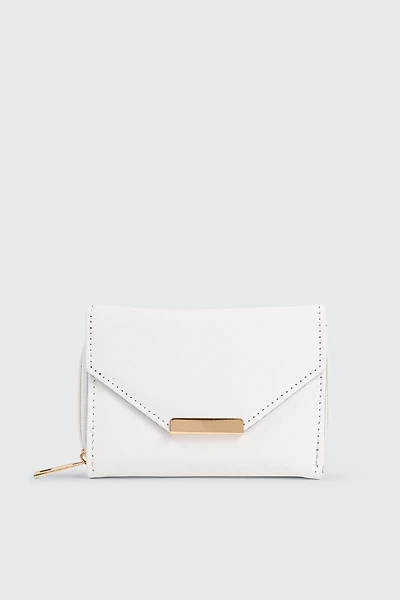 Ardene Small Envelope Wallet in White | 100% Recycled Polyester/Faux Leather | Eco-Conscious