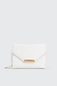 Ardene Small Envelope Wallet in White | 100% Recycled Polyester/Faux Leather | Eco-Conscious