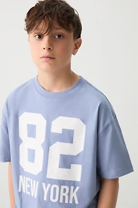 Ardene Kids Oversized Graphic T-Shirt in Light Blue | Size | 100% Cotton