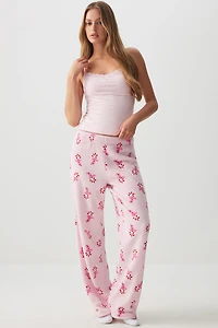 Ardene SUNDAYSOFT Flared PJ Pants in Light Pink | Size | Polyester | Eco-Conscious