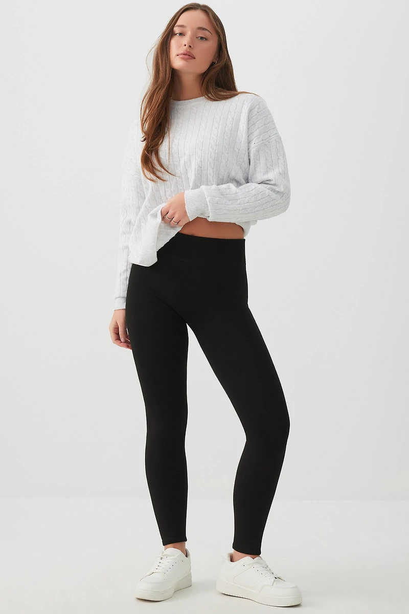 Legging sans coutures doublé en fausse fourrure