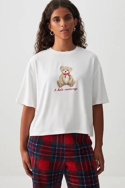 Ardene HUSHKNIT PJ Top in Beige | Size | Polyester/Elastane | Eco-Conscious