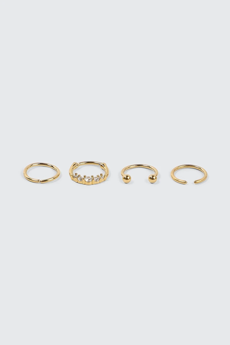 Ardene 4-Pack 14K Gold Plated Cartilage Hoops