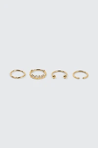 Ardene 4-Pack 14K Gold Plated Cartilage Hoops