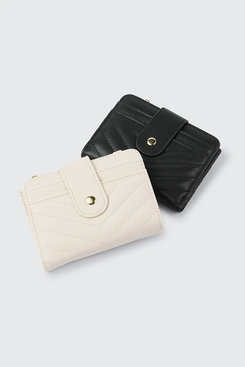 Portefeuille à surpiqûres chevron