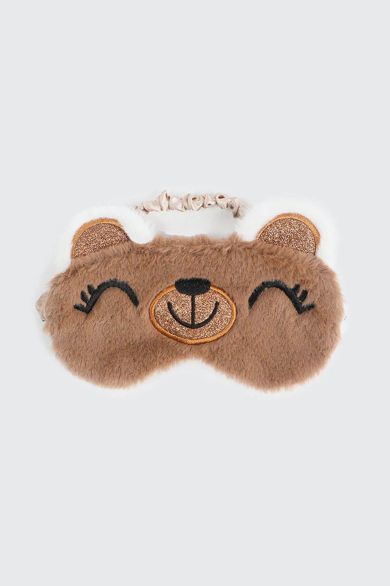 Ardene Kids Bear Sleep Mask in Brown