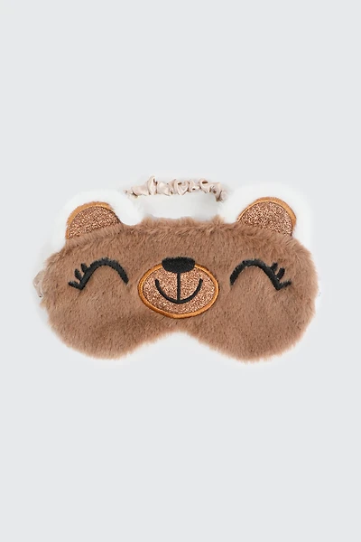 Ardene Kids Bear Sleep Mask in Brown