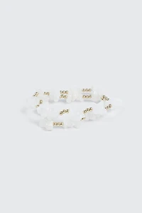 Ardene 2-Pack Semi-Precious Stone Bracelets in White