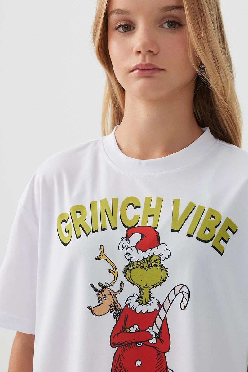 Ardene Kids Oversized The Grinch T-Shirt in White | Size | 100% Cotton