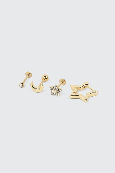 Ardene 4-Pack 14K Gold Plated Cartilage Piercings