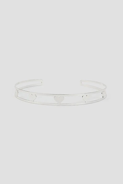 Ardene Rigid Choker with Hearts in Silver