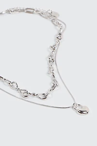 Collier deux rangs chaîne torsadée et cadenas