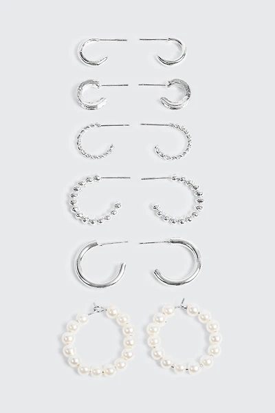 Lot de 6 paires d'anneaux variés