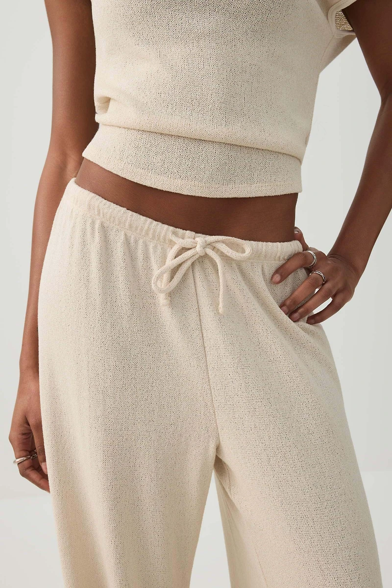 Pantalon à jambe large et taille cordon