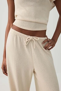 Pantalon à jambe large et taille cordon