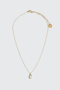 Collier initiale C plaqué or 14K