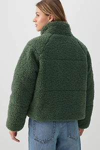 Manteau bouffant en sherpa