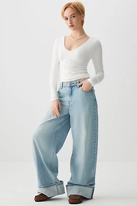 Haut à manches longues froncé l'avant