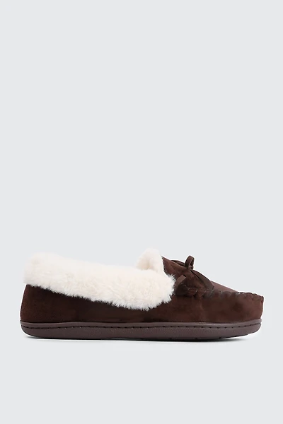 Ardene Moccasin Slippers in Brown | Size | Faux Suede | Eco-Conscious