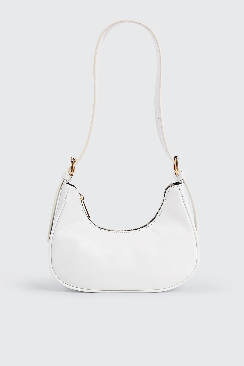 Ardene Faux Leather Shoulder Bag in White | 100% Recycled Polyester/Faux Leather | Eco-Conscious