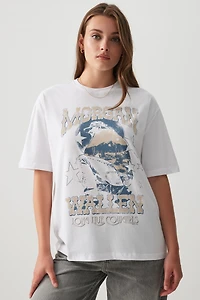 Ardene Oversized Morgan Wallen T-Shirt in White | Size Small | 100% Cotton