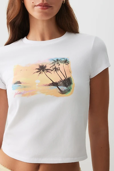Ardene Graphic PJ Top in White | Size | Cotton/Elastane | Eco-Conscious