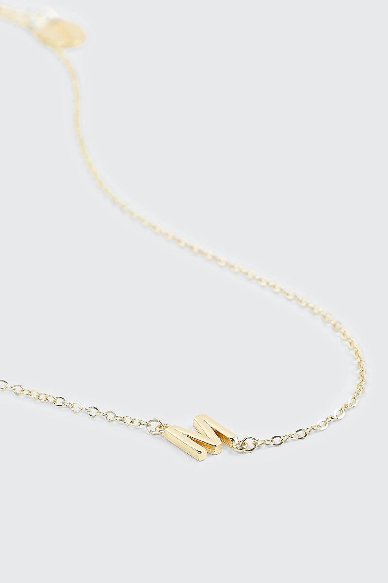 Collier initiale M plaqué or 14K