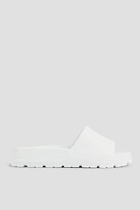 Ardene Lightweight Chunky Slides in White | Size