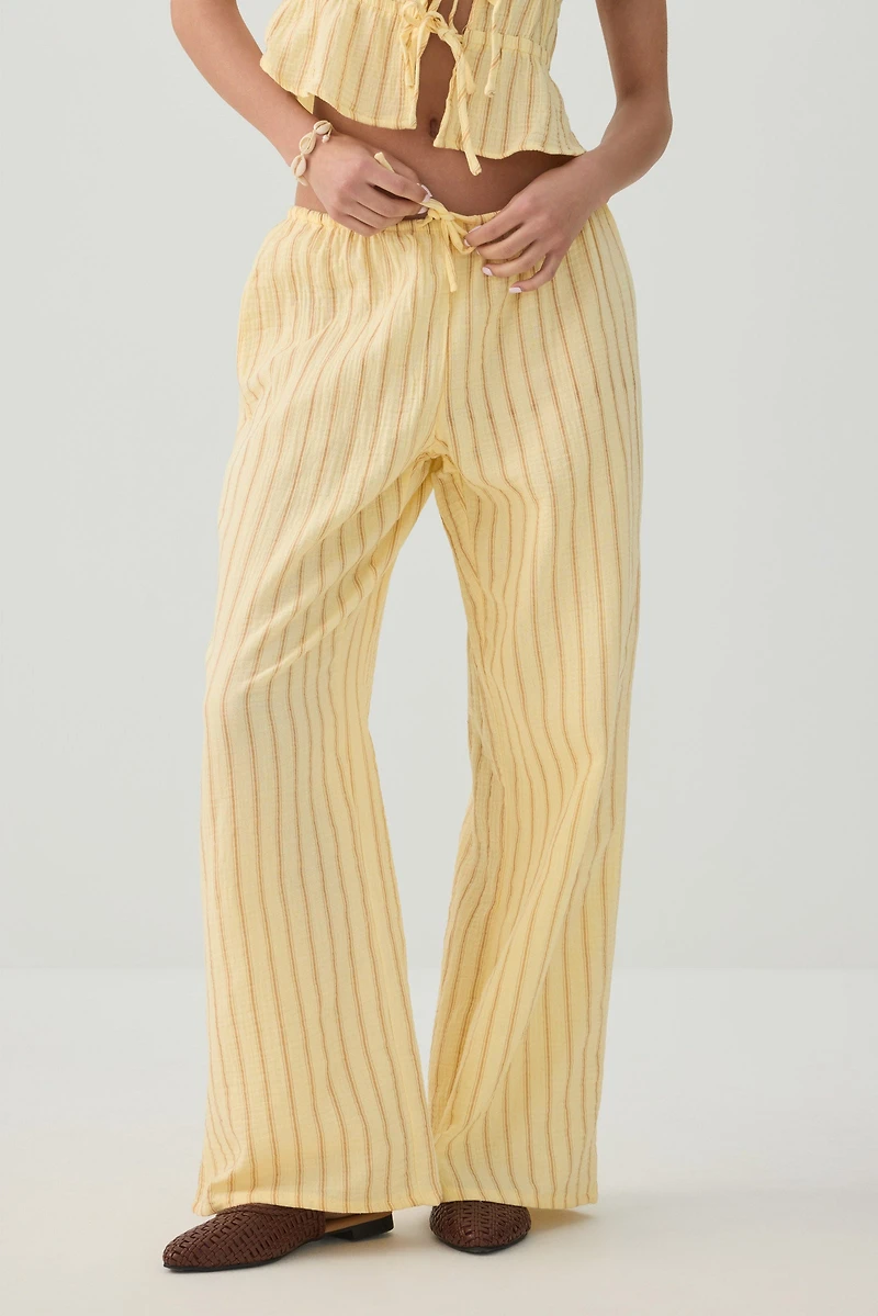 Pantalon taille mi-haute à jambe large