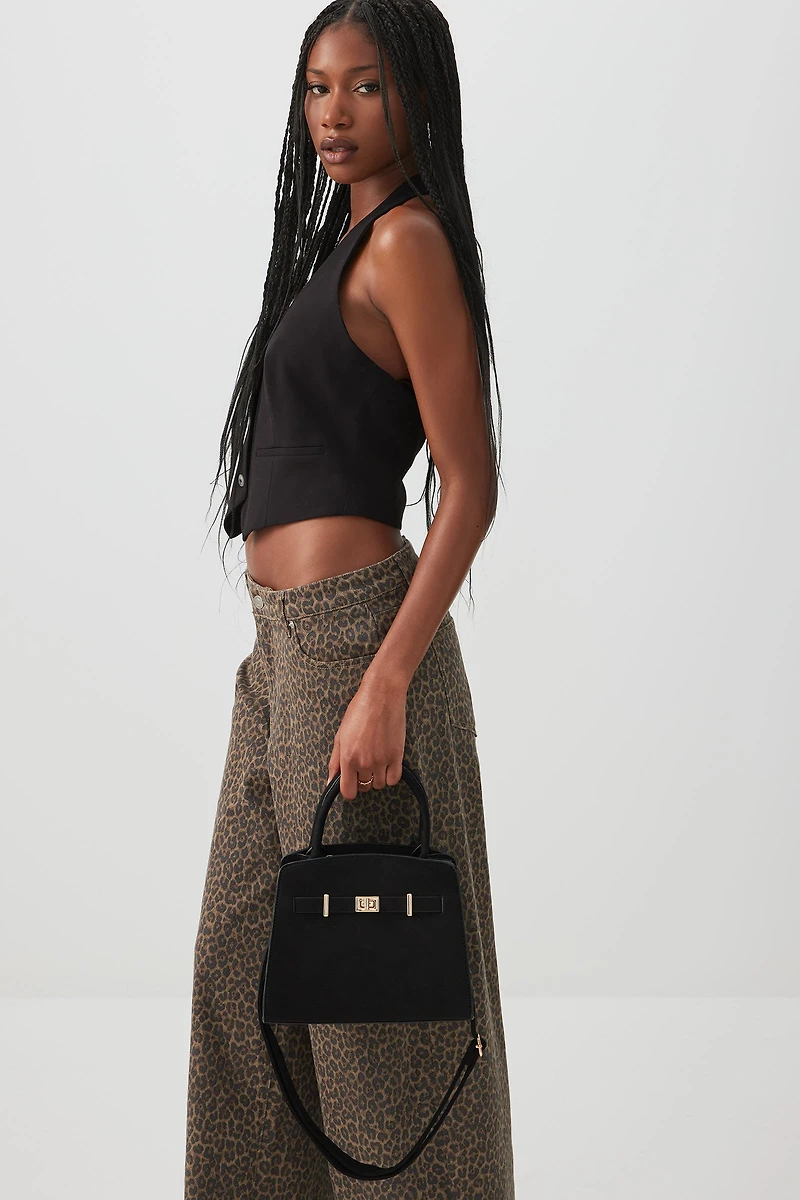 Ardene Faux Suede Structured Handbag in | 100% Recycled Polyester/Faux Suede | Eco-Conscious