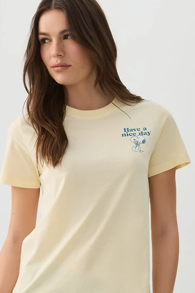 Ardene Graphic T-Shirt in Light Yellow | Size Medium | 100% Cotton