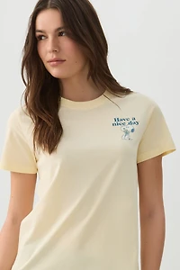 Ardene Graphic T-Shirt in Light Yellow | Size Medium | 100% Cotton