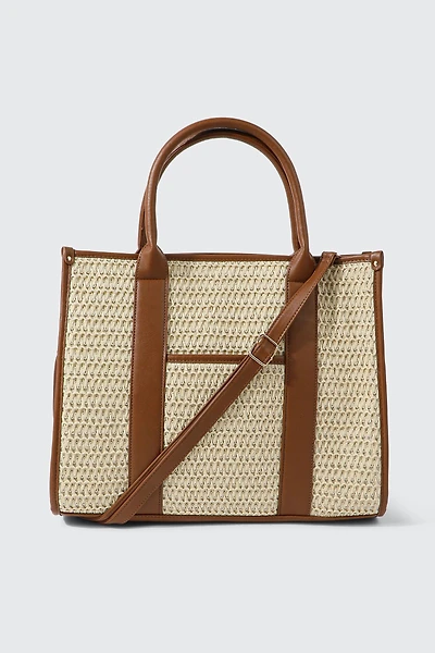 Ardene Faux Leather Tote Bag in Beige | Faux Leather/Polyester | Eco-Conscious