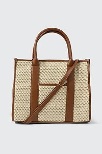 Ardene Faux Leather Tote Bag in Beige | Faux Leather/Polyester | Eco-Conscious