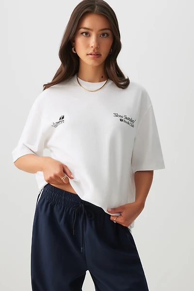 Ardene Oversized Graphic T-Shirt in White | Size Small | 100% Cotton
