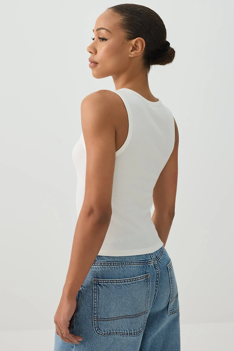 Camisole à col ras-du-cou côtelée Basic