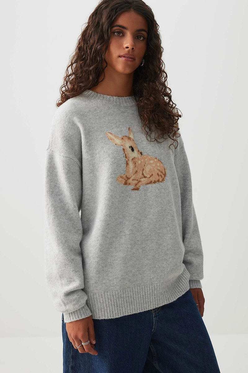 Ardene Oversized Graphic Sweater in | Size | Polyester/Spandex