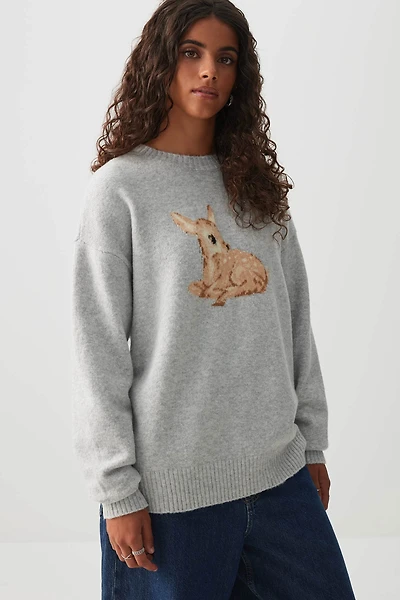 Ardene Oversized Graphic Sweater in | Size | Polyester/Spandex