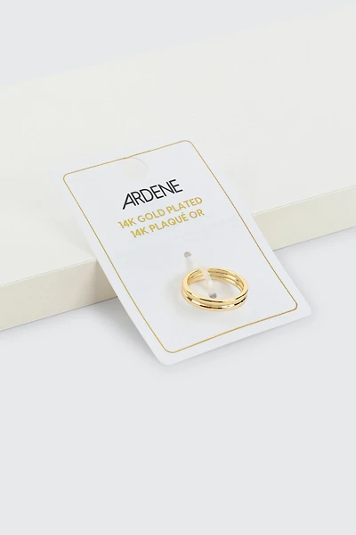 Ardene 14K Gold Plated Double Ridge Ring | Size Small