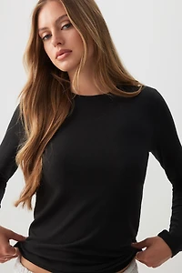 Ardene Brushed Jersey Long Sleeve T-Shirt in | Size | Cotton/Elastane