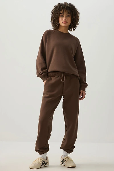 Ardene MADESOFT Fleece Raglan Crew Neck Sweatshirt in Mocha | Size | Polyester/Cotton | Eco-Conscious