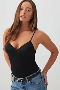 Ardene Molded Cup Seamless Rib Bodysuit in | Size | Polyester/Nylon/Elastane