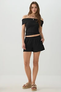 Short en maille texturée